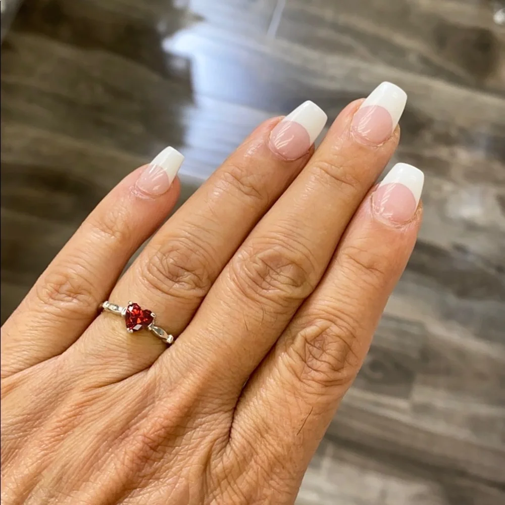 New Pink, Clear or Red Ruby Heart CZ stone Engagement Ring sizes 3 4 5 6 7 8